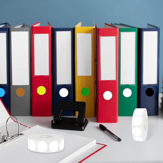 Dot Stickers,Pack of 2400 Round Color Coding Circle Dots Stickers Labels (3/4",Whtie)