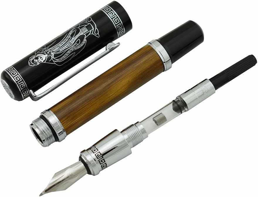 Lanxivi Duke 551 Confucius Fude Nib Fountain Pen Bent Nib Natural Bamboo Medium to Broad Art Handwriting Drawing Calligraphy Pen