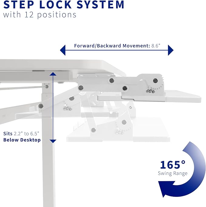 VIVO Large Under Desk 27 x 11 inch Computer Keyboard and Mouse Tray with Swinging Height Adjustment, 12 Settings, Platform Drawer for Typing, White, MOUNT-KB08SW