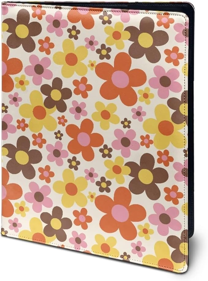 Cozeyat African Floral Padfolio for Women Binder Portfolio Folder, PU Leather Folder A4 Conference Pad Document Organizer Notepad Holder