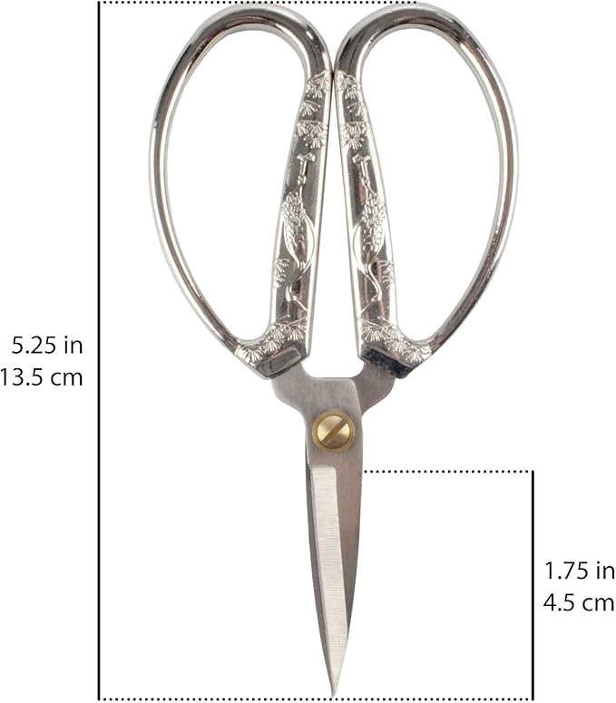 JubileeYarn Crane Motif Small Embroidery Craft Scissors - Brushed Nickel - 3 Scissors