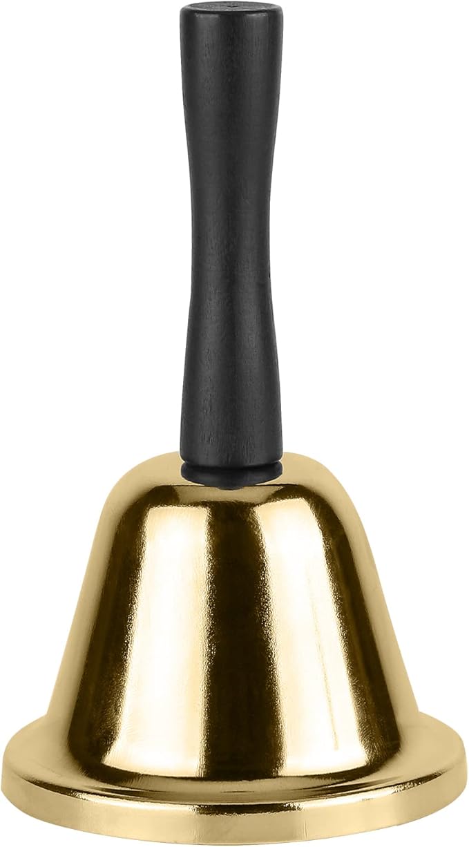 MROCO Gold Hand Bell, Steel Call Bell for Wedding, Adults, Dinner Bells for Food Line, Classroom Bells for Inside, Alarm, Jingles, Ringing