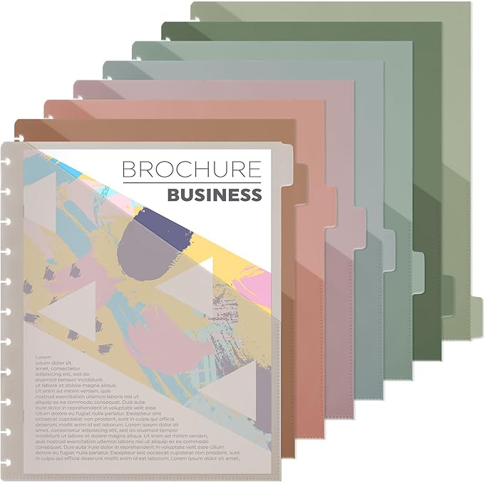 Boho 8 Tab Discbound Notebook Dividers with Pockets Letter Size Disc Planner Pocket 8.5 x 11 Plastic Disc Bound Binder Notebook Divider for School Office Subject Document Discbound System