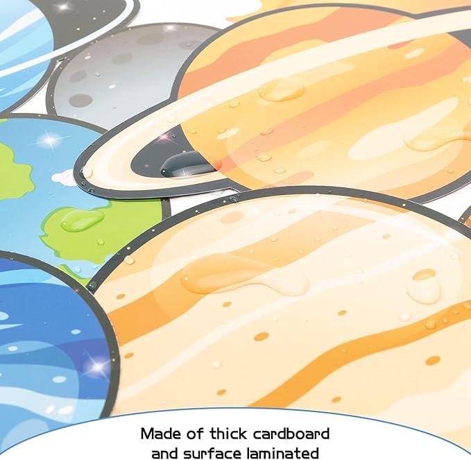 BeYumi 45Pcs Solar System Cutouts 9 Planets Galaxy Wall Decal Educational Material Removable Wall Stickers Outer Space Decor for Back to School Classroom Bulletin Board Displays Universe Theme Party