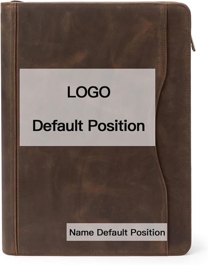 YIWEN Handmade Crazy-Horse Leather 3 Ring Binder Portfolio Padfolio Folder with Zipper for Men and Women, Business Organizer for Letter A4 Size for Meeting and Travel (Custom Engraved, Dark Khaki)