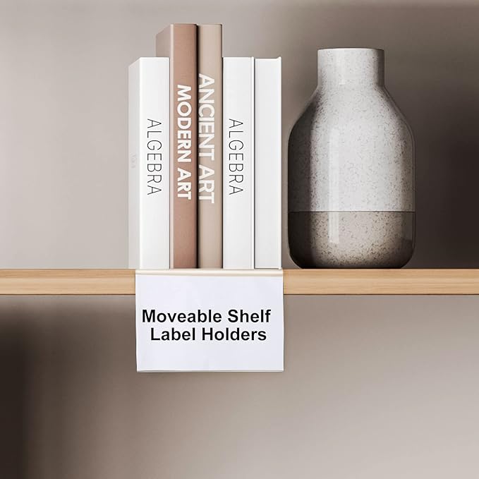 Containlol 15 Pieces Moveable Shelf Label Holders Clear Transparent Shelves Tags Index Card Pockets Library Markers Label Display Holder for Classroom Office Book(6.5 x 3.54 x 2.36 Inch)