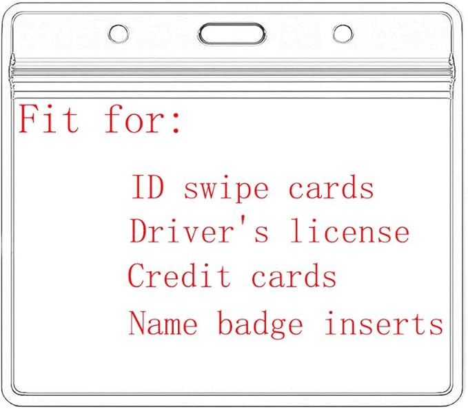 Extra Thick Horizontal ID Card Name Tag Badge Holder with Waterproof Type Resealable Zip (Holders, 20Packs)