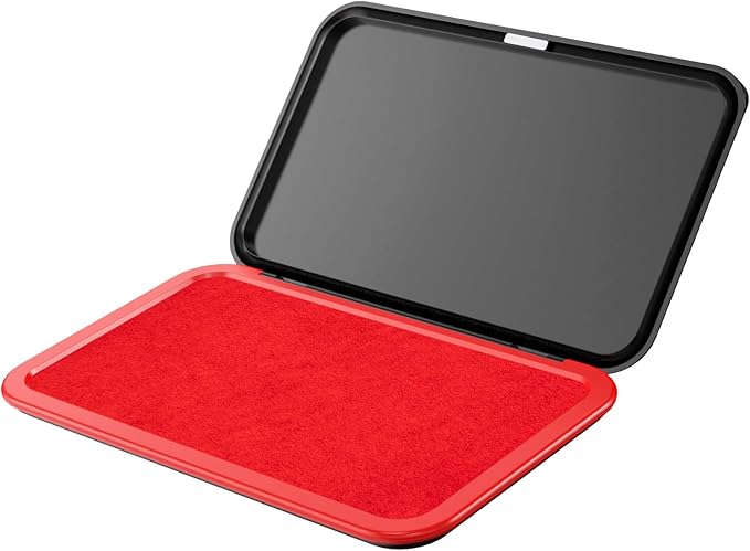 Large Stamp Pad - 3.50"x 6.25", Magnetic Lid, Premium Quality Felt Stamp Pad (Red)