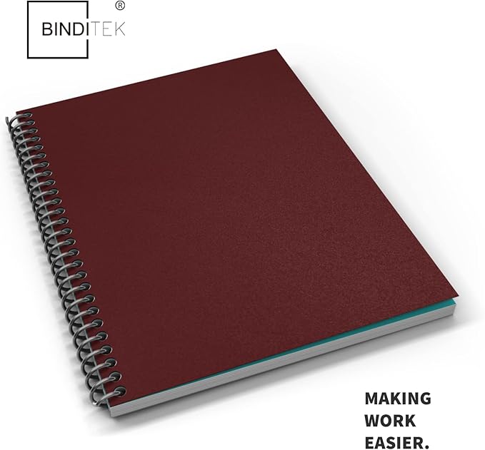 Binditek 25 Pack 12 Mil Sand-Textured Polycover - Plastic Binding Cover for Business Reports and Proposals - Lightly Textured Sand Finish - Square Corners, Un-Punched, Maroon Color, Office Supplies