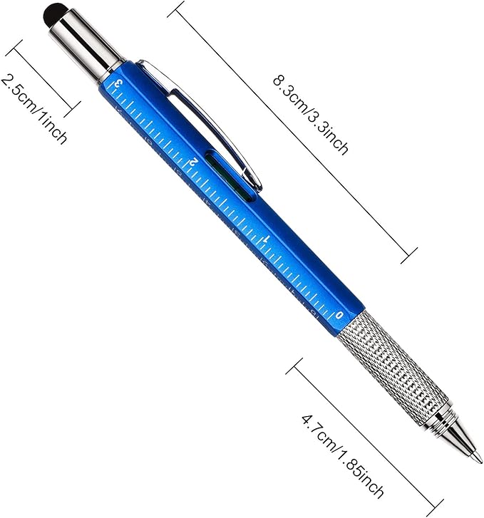 Zhanmai 8 Pcs Gift Pen for Men 6 in 1 Multitool Tool Pen with Refills Screwdriver, Ruler, Levelgauge,Fathers Christmas Graduation party Supplies(Gold, Black, Silver, Yellow, Red, Green, Blue, Gray)