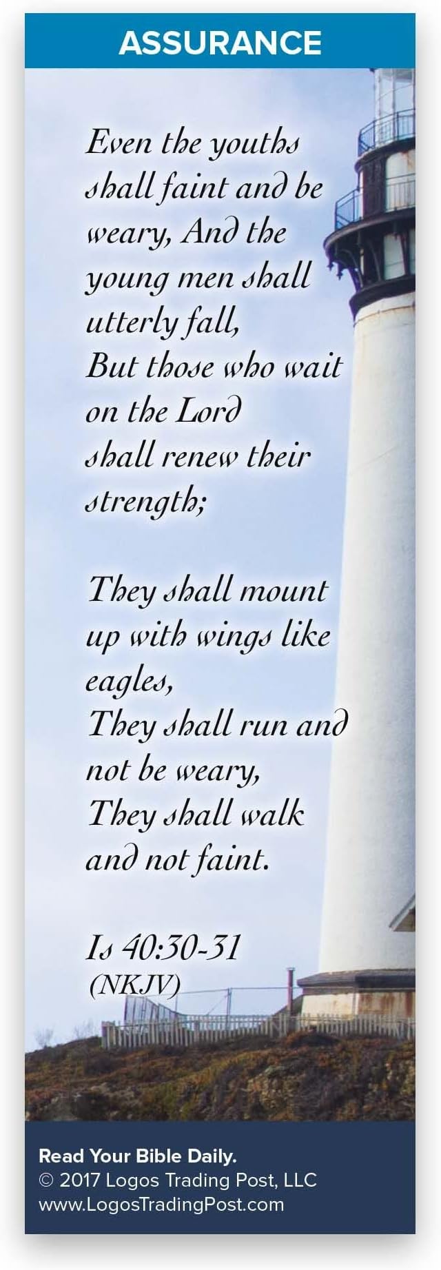 Christian Bookmark with Bible Verse, Pack of 25, Assurance Themed, Those Who Wait on the Lord Shall Renew Their Strength, Isaiah 40:30-31