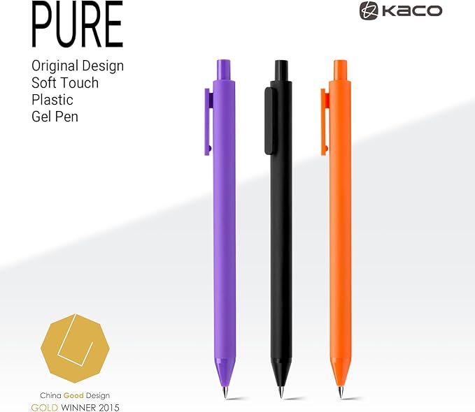 Kaco PURE Colored Gel Pens 0.5mm 20 Pieces Set Colorful Multi-color Ink Fine Point Comfort Grip Quick Drying Pens for Journaling Note Taking