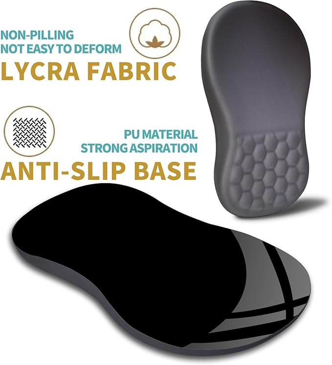 Hokafenle Ergonomic Mouse Pad Wrist Support with Massage Design, Wrist Rest Pain Relief Mousepad with Memory Foam&Non-Slip PU Base, Mouse Pads for Wireless Mouse & Desk (12x8 inch,Gray)