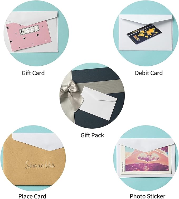 120 Pack Mini Envelopes Small Envelopes Self-Adhesive Kraft Paper Tiny Pockets for Business Cards Christmas Holiday Small Gift Cards Invitations Cards(4.13"×2.76") (White)