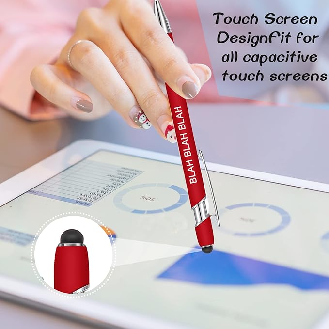 Zonon 12 Pieces Inspirational Pens Bulk Easter Basket Stuffers Motivational Quotes Ballpoint Pens with Stylus Tip Inspirational Gifts for School Office Teachers(Bright Colors,Negative Style)