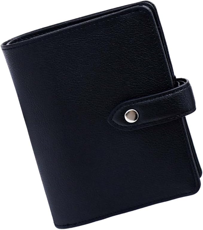 Mogoostry A7 Binder Cover Savings Binder Wallet Leather Binder Folder 6-Ring Refillable Notebook Binder Planner Cover Hardcover Budget Binder Organizer (Black)