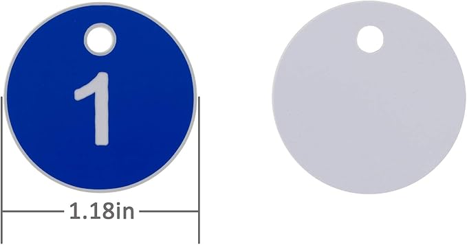 StayMax Plastic ID Number Tags Engraved Tags Key Tags Without Key Rings (1-50, Blue)
