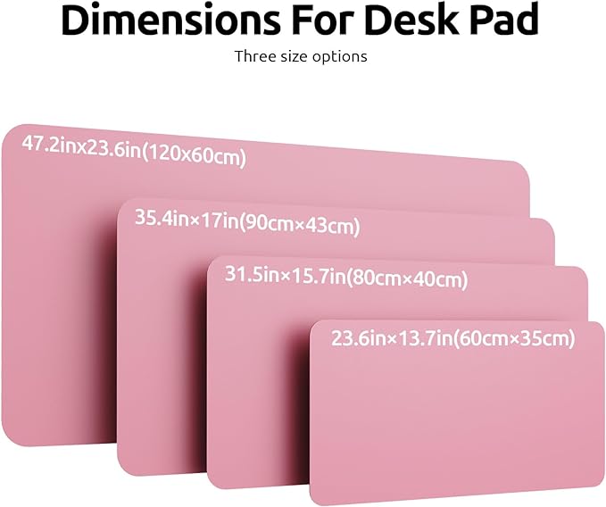 YSAGi Leather Desk Protector, Office Mat, Large Mouse Mat, Non-Slip PU Leather Blotter, Laptop Desk, Waterproof Writing Pad for Office and Home (Pink, 47.2" x 23.6")