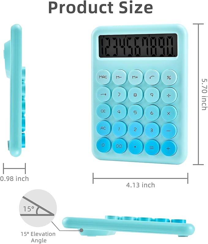 Calculators Desktop, 12 Digit Basic Calculator with Big Buttons, Sensitive Gradient Desk Calculator Large LCD Display for Office Accessories (Blue)