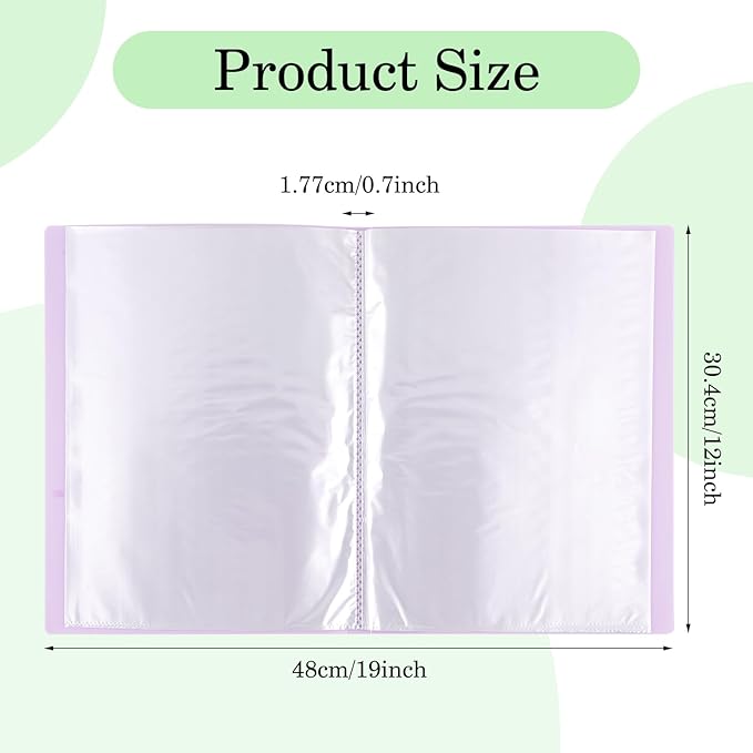 A4 Size Clear Sheet Protectors Displays Purple Art Portfolio Folder with 30 Pocket Binder with Plastic Sleeves 60 Pages Portfolio Presentation Folder for Artwork Document Certificate Letter