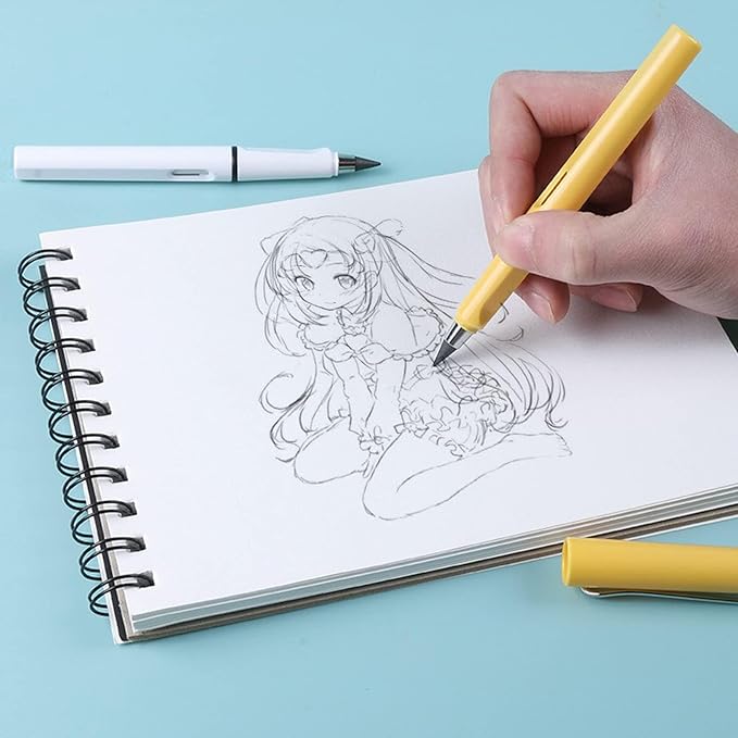 Infinity Forever Pencil - 0.7mm Infinite Everlasting Metal Inkless Pencils Set with Eraser , No Need Sharpened, Replace Mechanical Pen for Sketch , Drawing and Writing（With 8Pcs Nibs and Pen Case）