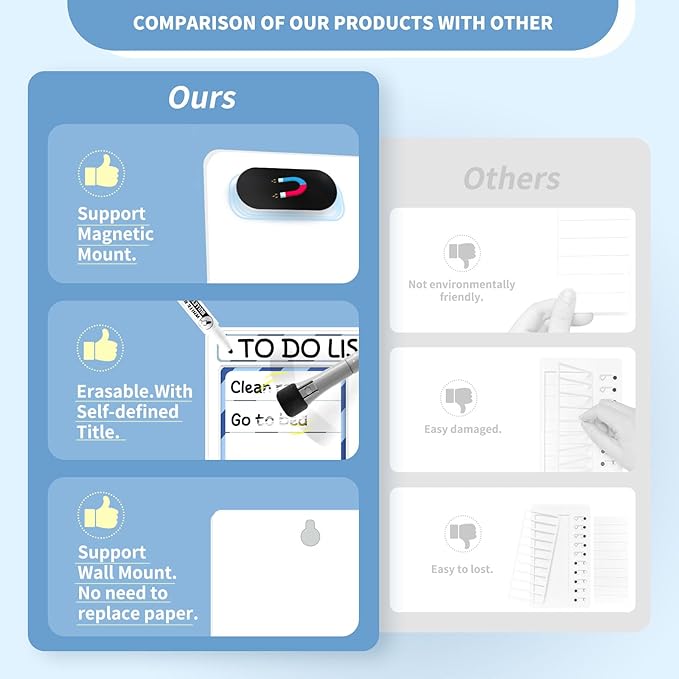 4 Pcs Chore Chart for Kids: Dry Erase My Chores Slider Chart, Magnetic Visual Schedule for Fridge, Kids Daily Checklist - ADHD Tools: to Do List and Routine Chart for Multiple Kids (Blue 4-pack)