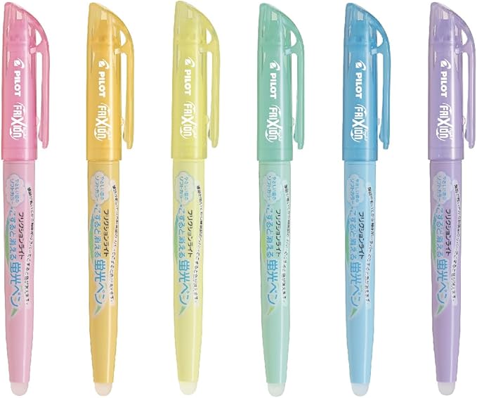Pilot Frixion Light Soft Color Erasable Highlighter Pen, 6 Color Set (SFL-60SL-6CS)