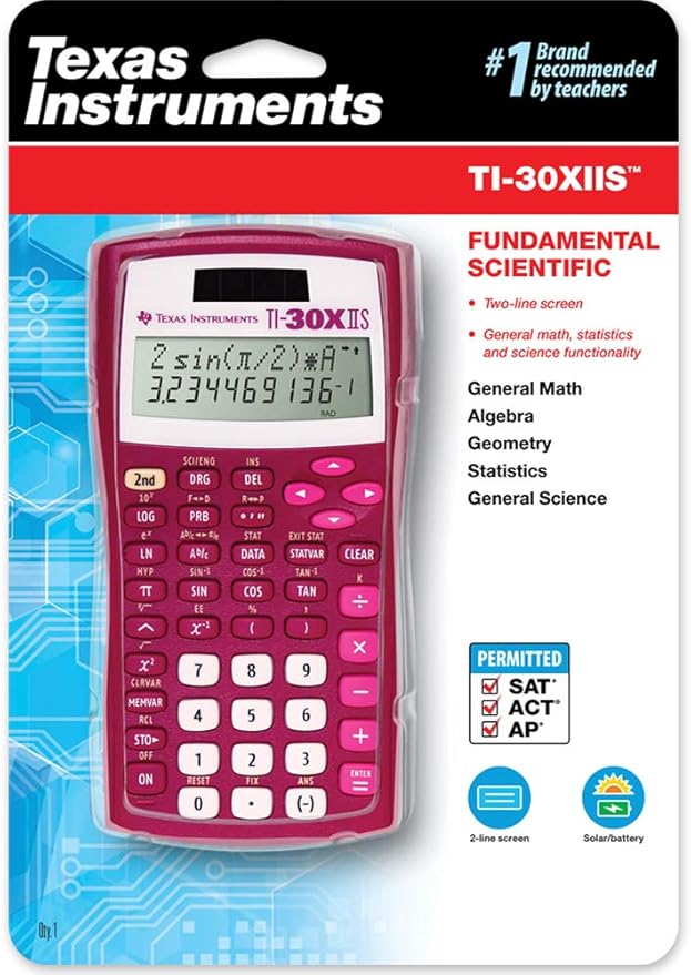 Texas Instruments TI-30XIIS Scientific Calculator, Raspberry Small