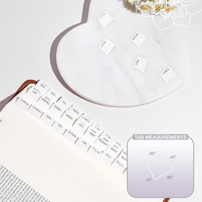 Idyllic Grace - Mini Bible Tabs, Embossed Gold Foil, Journaling, Small Bibles, Study Tool, 90 Tabs, Old and New Testament, Christian, Catholic, Apocrypha, Index Tabs, Matte Laminated - Dream