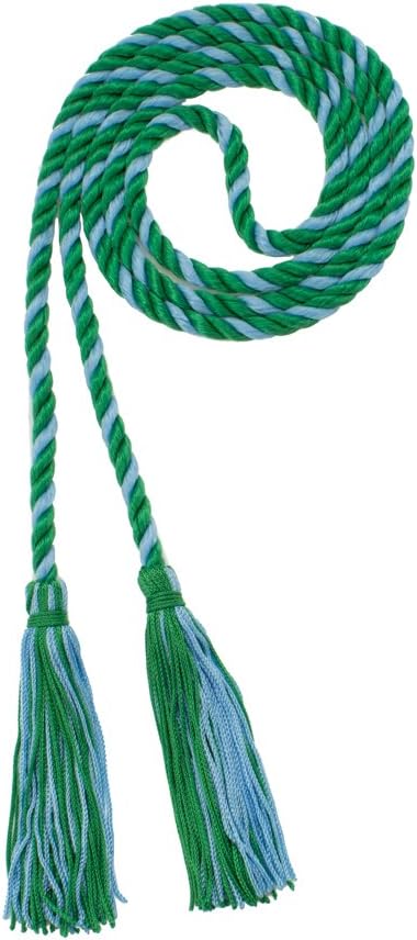 Tassel Depot Graduation Honor Cord - Kelly/LT Blue - Every School Color Available - Made in USA