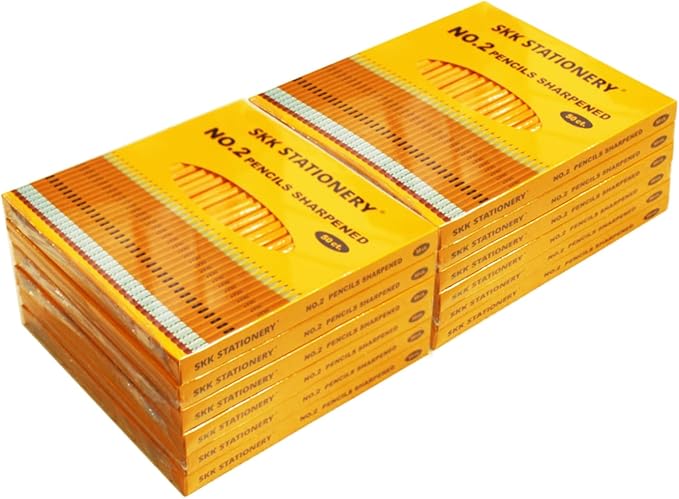 SKKSTATIONERY 600Pcs 2 HB Pencils Pre-sharpened pencils Set, Woodcase Lead Pencils Sharpened for School and Teacher Supplies, Writing, Drawing and Sketching 50 Pcs*12 Boxes