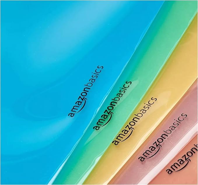 Amazon Basics Tab Dividers for 3 Ring Binder, Two Pocket, Letter Size, Assorted Colors, 3 Count