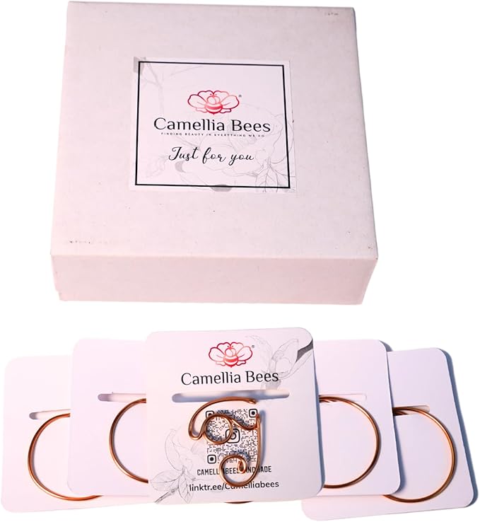 Personalized Initial Copper Bookmark, Set of 5, Handmade Copper Gift for Her, Him, Couple on Birthday, Wedding Anniversary, Alphabet Bookmark (I)