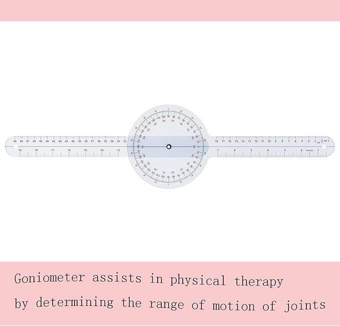Goniometer 12 inch 360° Clear Protractor Physical Therapy, for Medical Range of Motion Measurement Angle Ruler and Protractors Bulk for Classroom