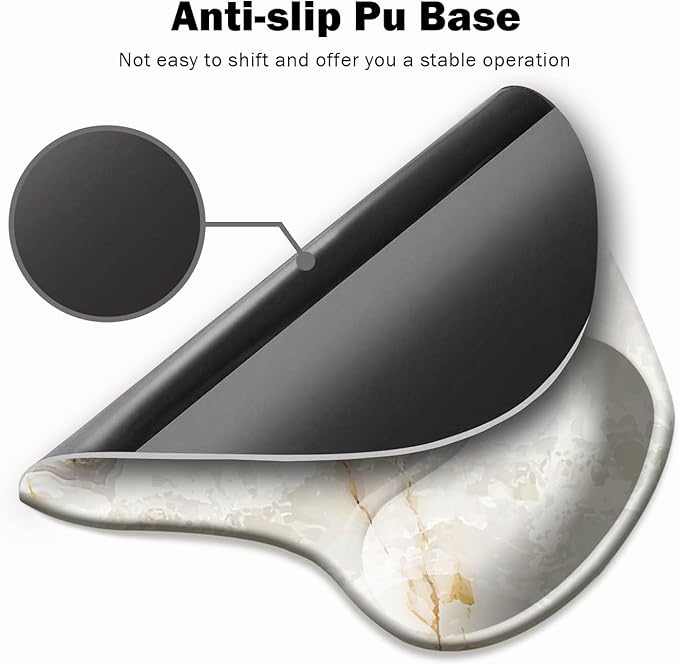 Ergonomic Mouse Pad with Wrist Support and Coaster,Mouse Pads with Non-Slip PU Base for Home Office Working Studying Easy Typing & Pain Relief Ivory Gold