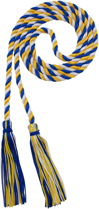 Tassel Depot Graduation Honor Cord - Royal/Gold/White - Every School Color Available - Made in USA