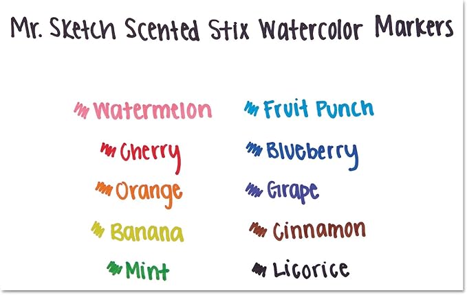 Mr. Sketch 1905313 Scented Stix Watercolor Markers, Fine Point, 10/Set