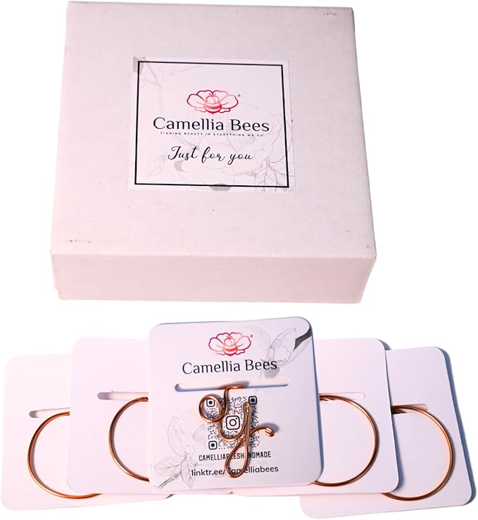 Personalized Initial Copper Bookmark, Set of 5, Handmade Copper Gift for Her, Him, Couple on Birthday, Wedding Anniversary, Alphabet Bookmark (Y)