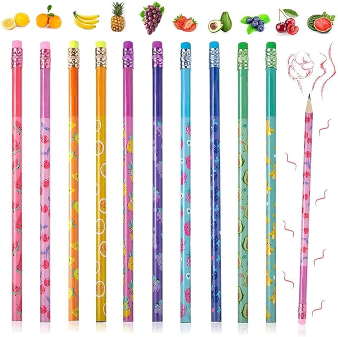 40 Pieces Scented Pencils for Kids Scented Pencils with Erasers Fruit HB Graphite Pencil for School Stationery Party Reward Supplies