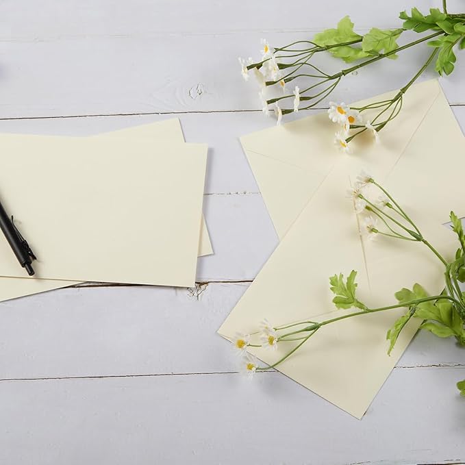50 Pack A6 Envelopes for 4 x 6 Greeting Cards, Birthday Party, Photos, Baby Shower and Wedding Invitation Cards, 6 1/2 x 4 3/4 Inches (Cream Color)