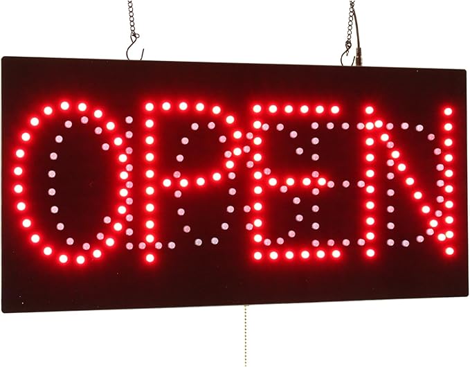 Open Closed 2 in 1 Sign, 24"x12", 60x30cm, TOPKING, Signage, LED, Bright, Open, Signboard, Display, Grand Opening, Gift