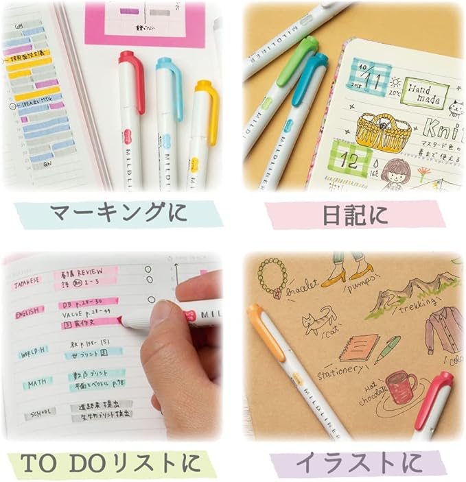 ZEBRA WKT7-5C-N Highlighter, Mildliner, Faint Fluorescent Colors, 5 Colors