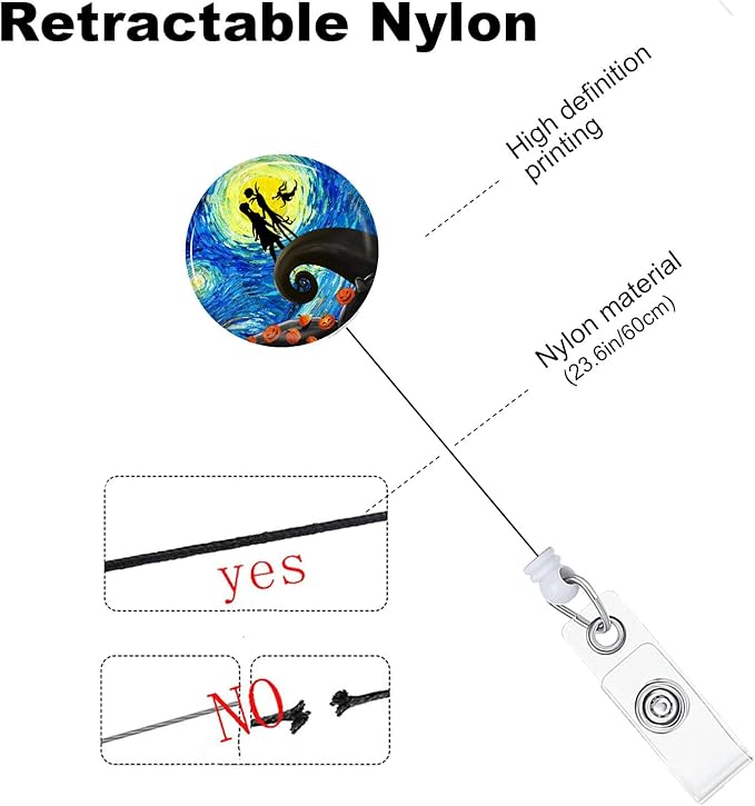 Halloween Badge Reels Holder Retractable with ID Clip for Nurse Name Tag Card Nursing for Doctor Teacher Student Employee Office Medical Work