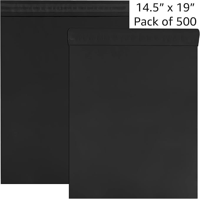 Colored Poly Mailers Pack of: (Black, 14.5" x 19" pack of 500) Be creative with your packaging with Colored mailers