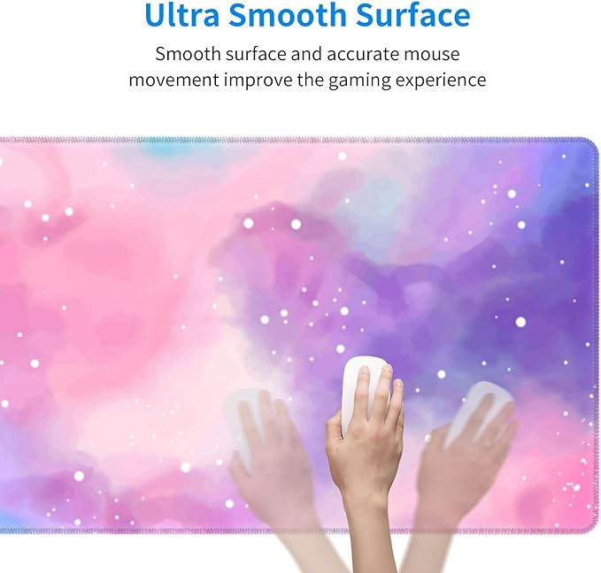 Extended Gaming Mouse Pad, Large Gaming Mouse Waterproof with Stitched Edges, Non-Slip Desktop Pad for Home and Office, Level Up Your 31.5x11.8 Inch… (Iridescent Cloud)