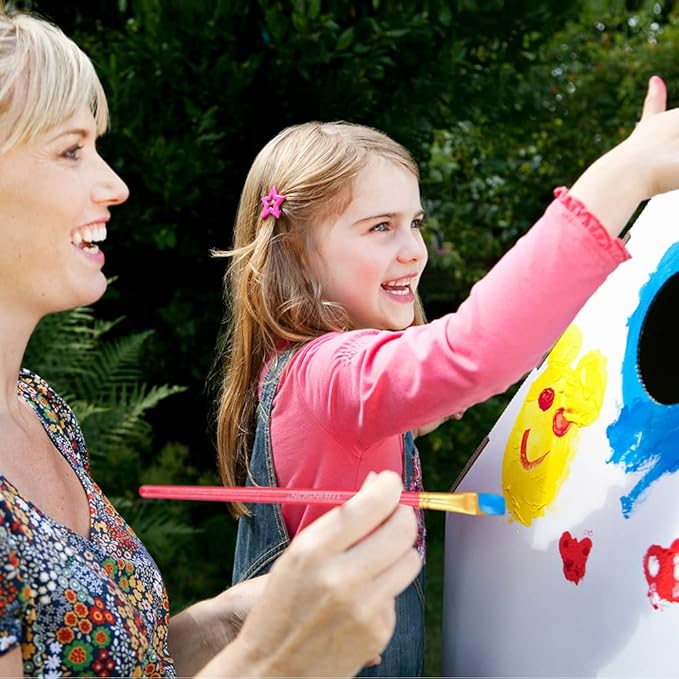 Transon Artist Paint Brush Set of 12 for Acrylic Watercolor Gouache Oil Craft Painting Pink