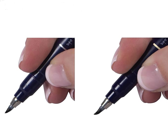 Tombow 62038 Fudenosuke Brush Pen, 2-Pack. Soft and Hard Tip Fudenosuke Brush Pens for Calligraphy and Art Drawings