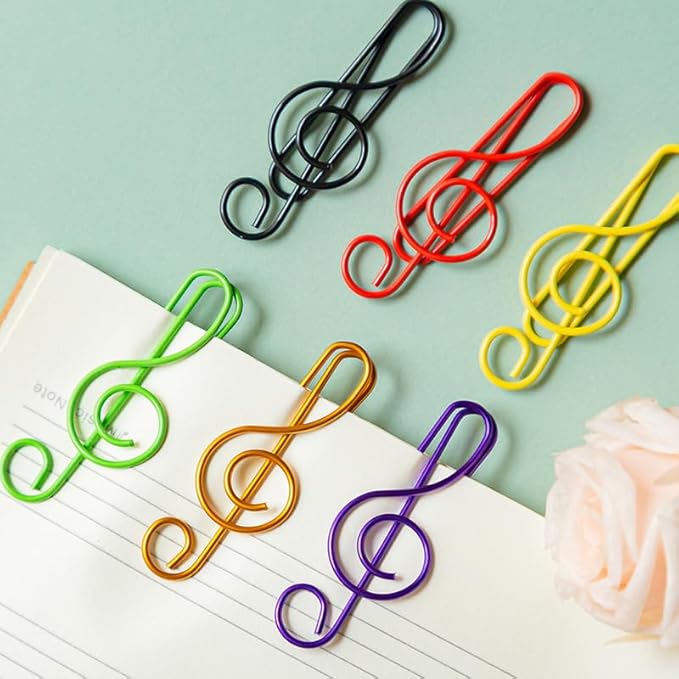 100 Pieces Music Paper Clips 6 Colors, Music Bookmark Metal Paper Clips Musical Notes Clips,for Office School Stationery Supplies