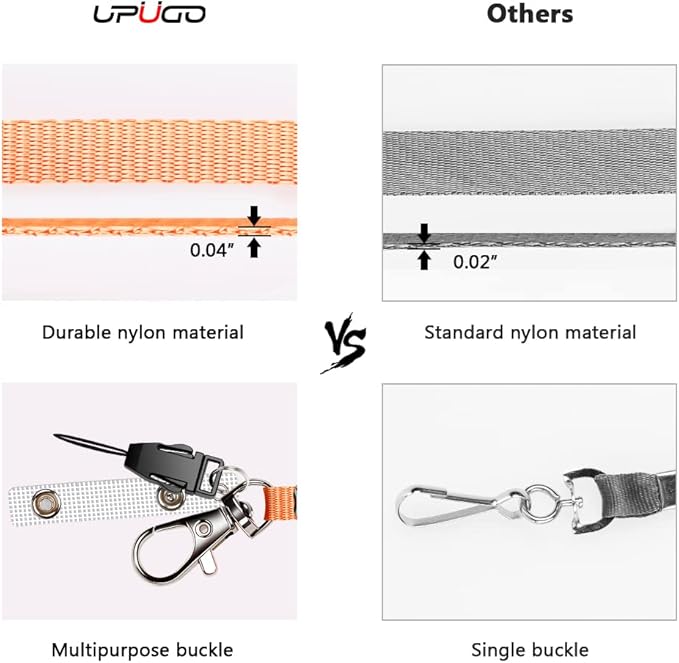 3 Pack Neck Lanyard with ID Badge Holder, Office Strap Lanyards, Stainless Metal Swivel Hook for Name Tag, Badge Holders, Keychains, Card, Orange