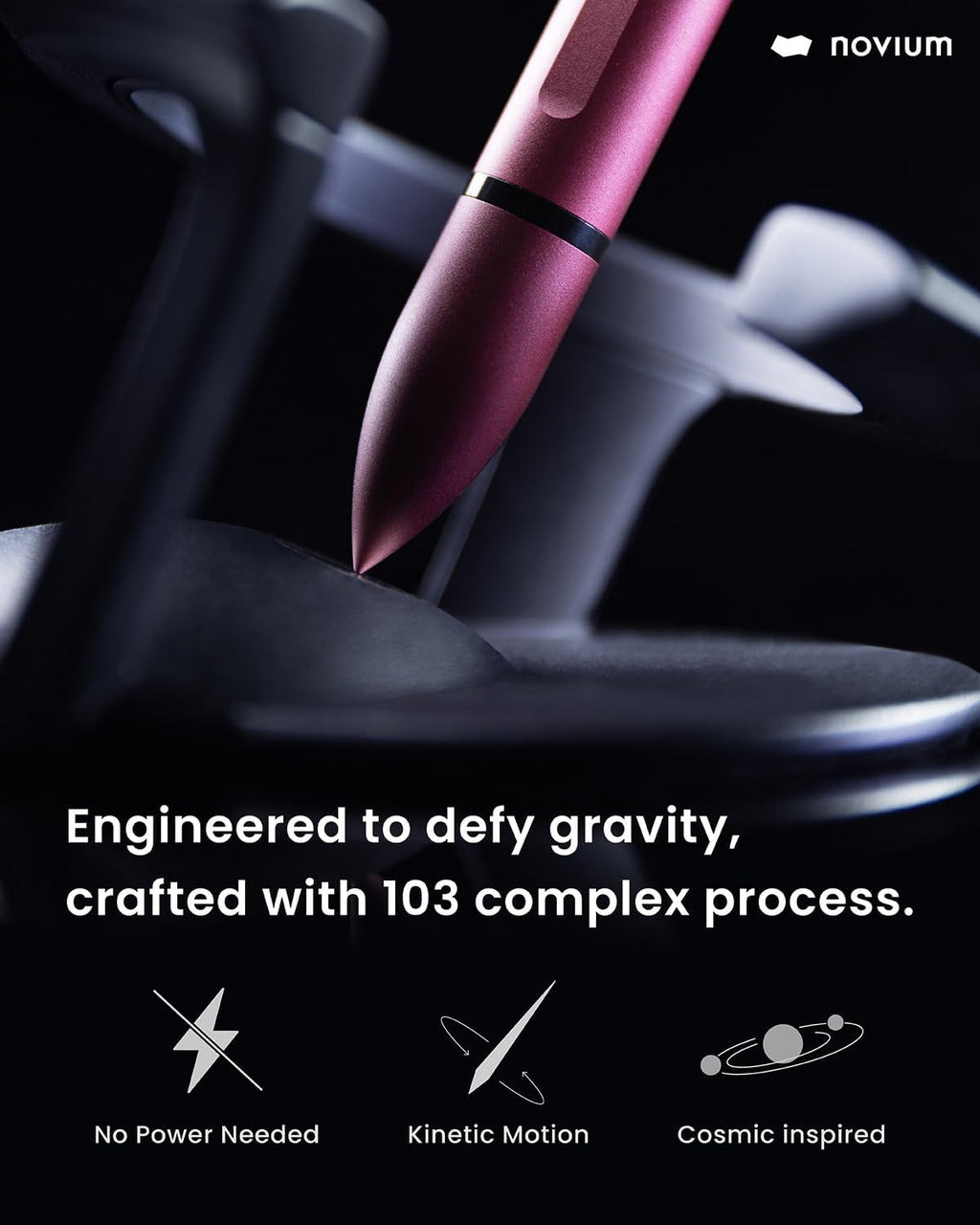 novium Hoverpen Interstellar, Mars Magma, Ballpoint Pen, Unisex, 23.5 Degree Angle, Schmidt Ballpoint Cartridges, Smooth Writing, No Spills, No Spotting, No Explosions